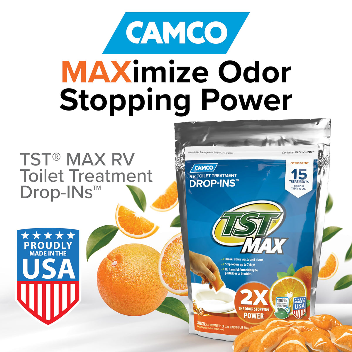 Camco TST MAX RV Toilet Treatment Drop-INs - Orange 30-pk - Made in the USA Jansha Store
