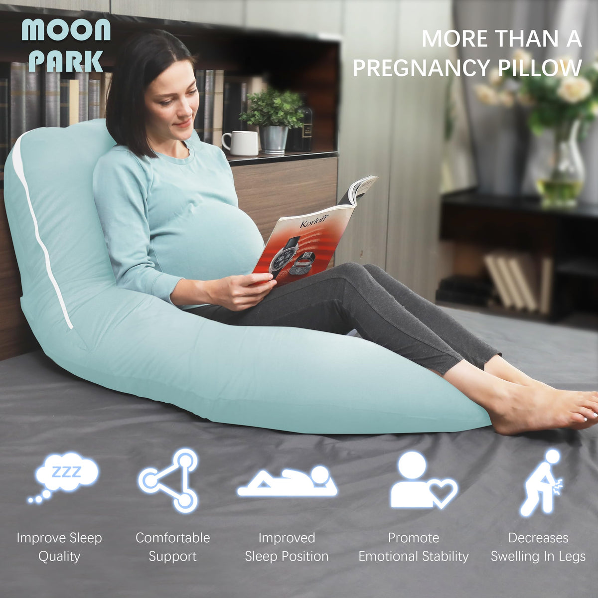 MOON PARK Pregnancy Pillows for Sleeping - U Shaped Full Body Maternity Pillow with Removable Cover - Support for Back, Legs, Belly, HIPS - 65 Inch - Purple Jansha Store