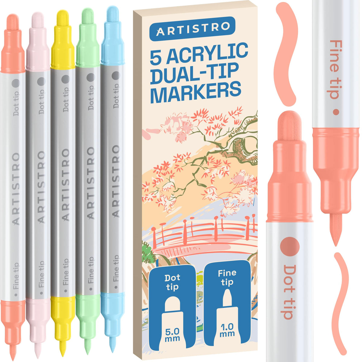 ARTISTRO 36 Multicolor Dual-Tip Acrylic Paint Marker Pens Jansha Store