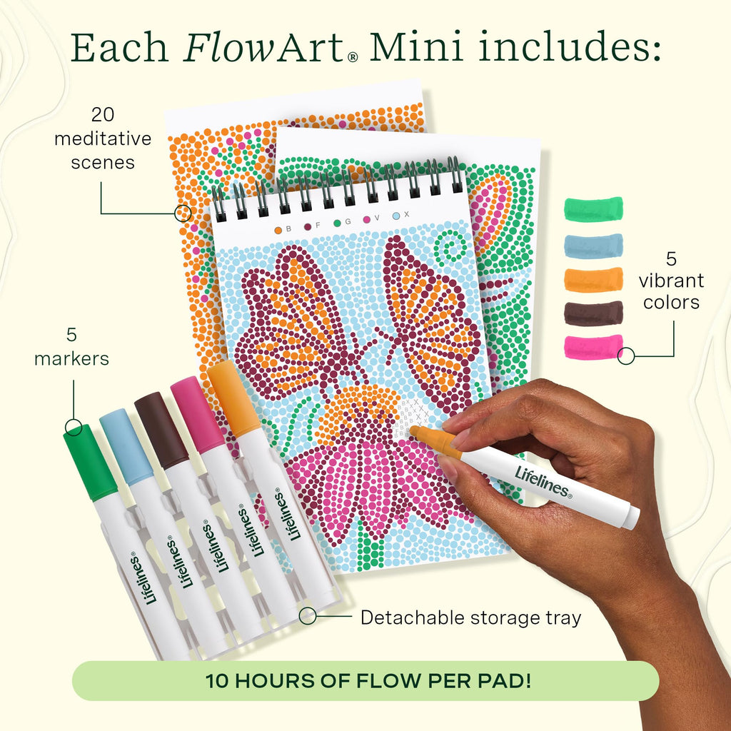 Lifelines FlowArt Activity Pads 3-Pack, Dot-by-Letter Guided Coloring Books Jansha Store