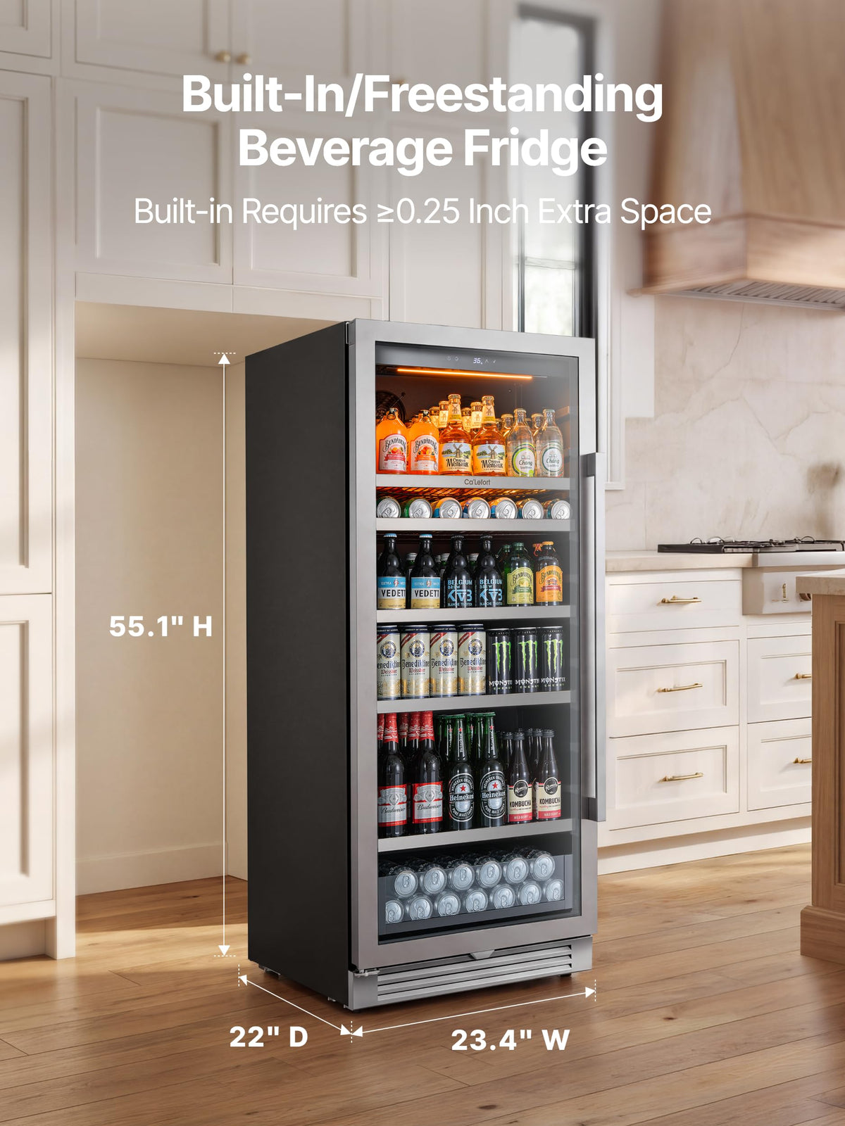 Ca'Lefort 24'' Beverage Refrigerator, 180 Can Beverage Fridge Under Counter Jansha Store
