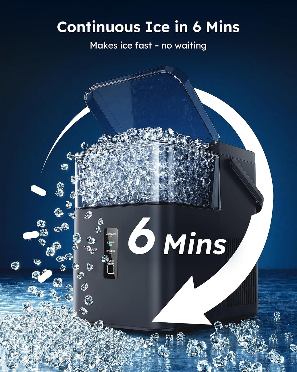 Nugget Ice Maker Countertop 38 lbs/Day Fast Chewable Ice in 5 Mins Jansha Store