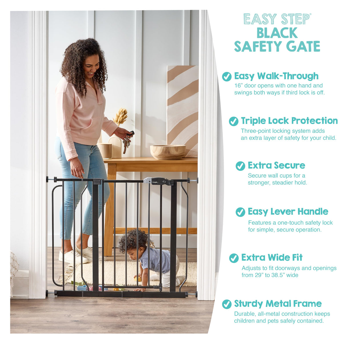 Regalo Safety 29"-38.5" Easy Step Baby Gate, Bottom of Stairs & Doorways Jansha Store