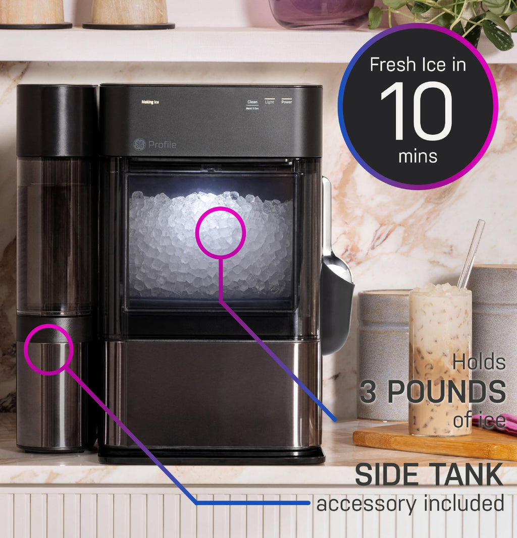 GE Profile Opal Ultra, Countertop Nugget Ice Maker, 1 Gal XL Side Tank, *Amazon Exclusive*, 38 lbs/Day, Pebble Pellet Crushed Ice Machine, WiFi Stainless Steel Jansha Store
