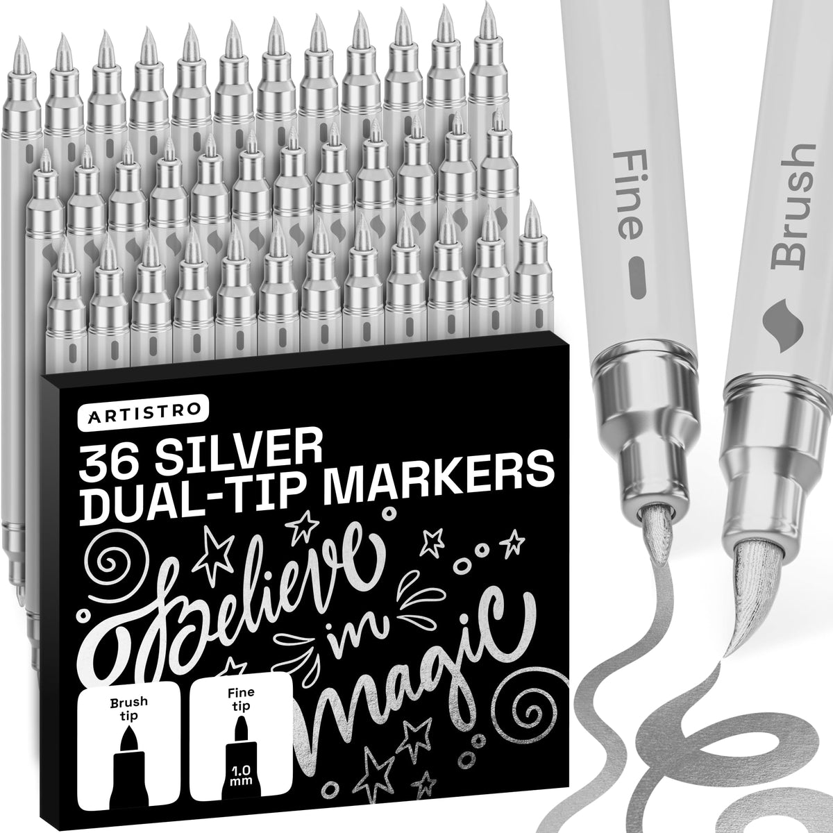 ARTISTRO 36 Multicolor Dual-Tip Acrylic Paint Marker Pens for Drawing Jansha Store