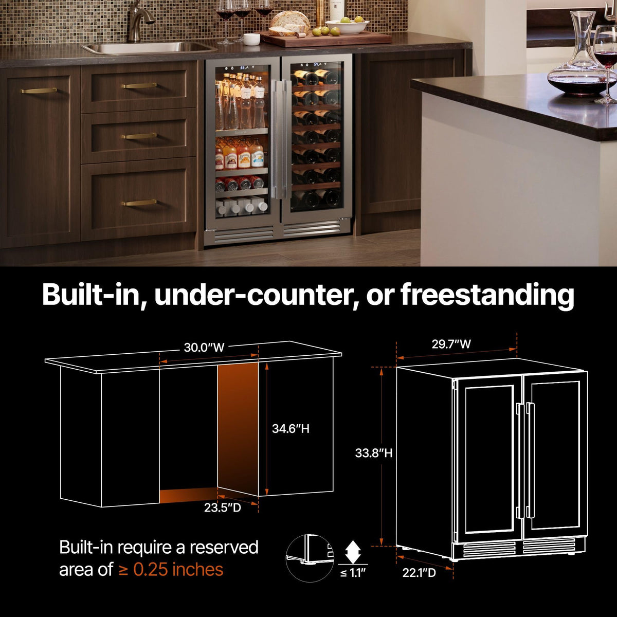 Ca'Lefort 24'' Beverage Refrigerator, 180 Can Beverage Fridge Under Counter Jansha Store