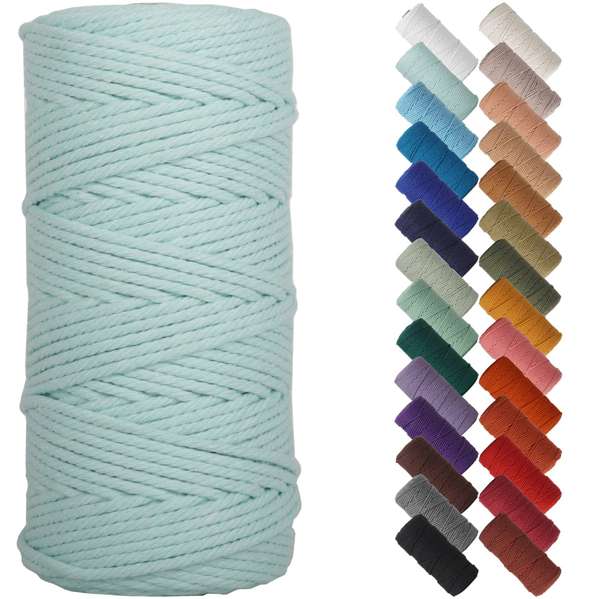 NOANTA Baby Blue Macrame Cord 3mm x 109yards, Cotton Rope Macrame Yarn Jansha Store