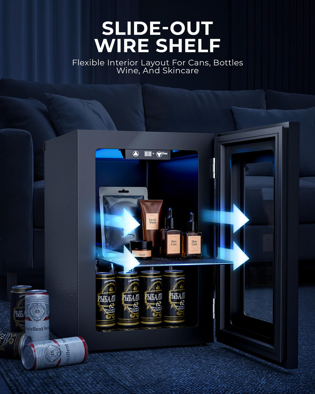 130 Can Beverage Refrigerator, 3.2 Cu.Ft Mini Fridge Beverage Cooler Jansha Store