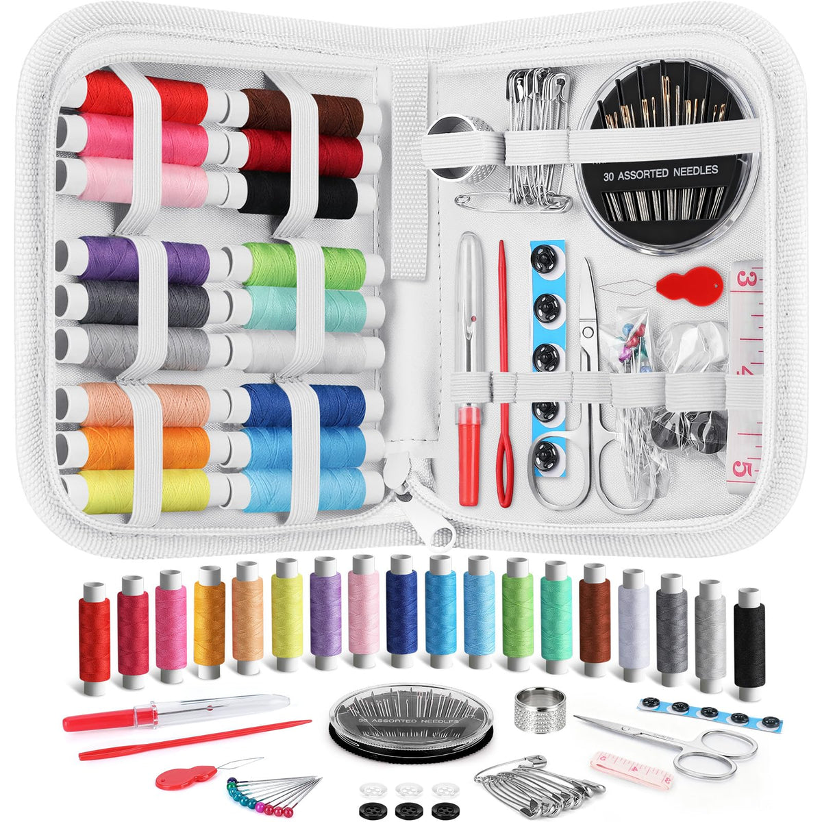 Coquimbo Sewing Kit Gifts for Adults Teen Grils Women Mom Grandma, Portable Sewing Supplies Contains Tape Measure, Scissors, Thimble, Thread, Sewing Needles (Beige, M) Jansha Store