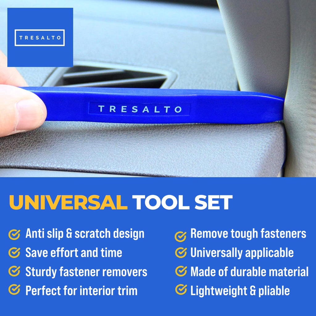 Tresalto Auto Trim Removal Tool Kit - 5 Piece set for Dash, Door Panel, Clip Remover - Scratch-Resist Nylon Pry Tools for Interior Car Trims Work - Panel Prying Tools Included - Blue Jansha Store