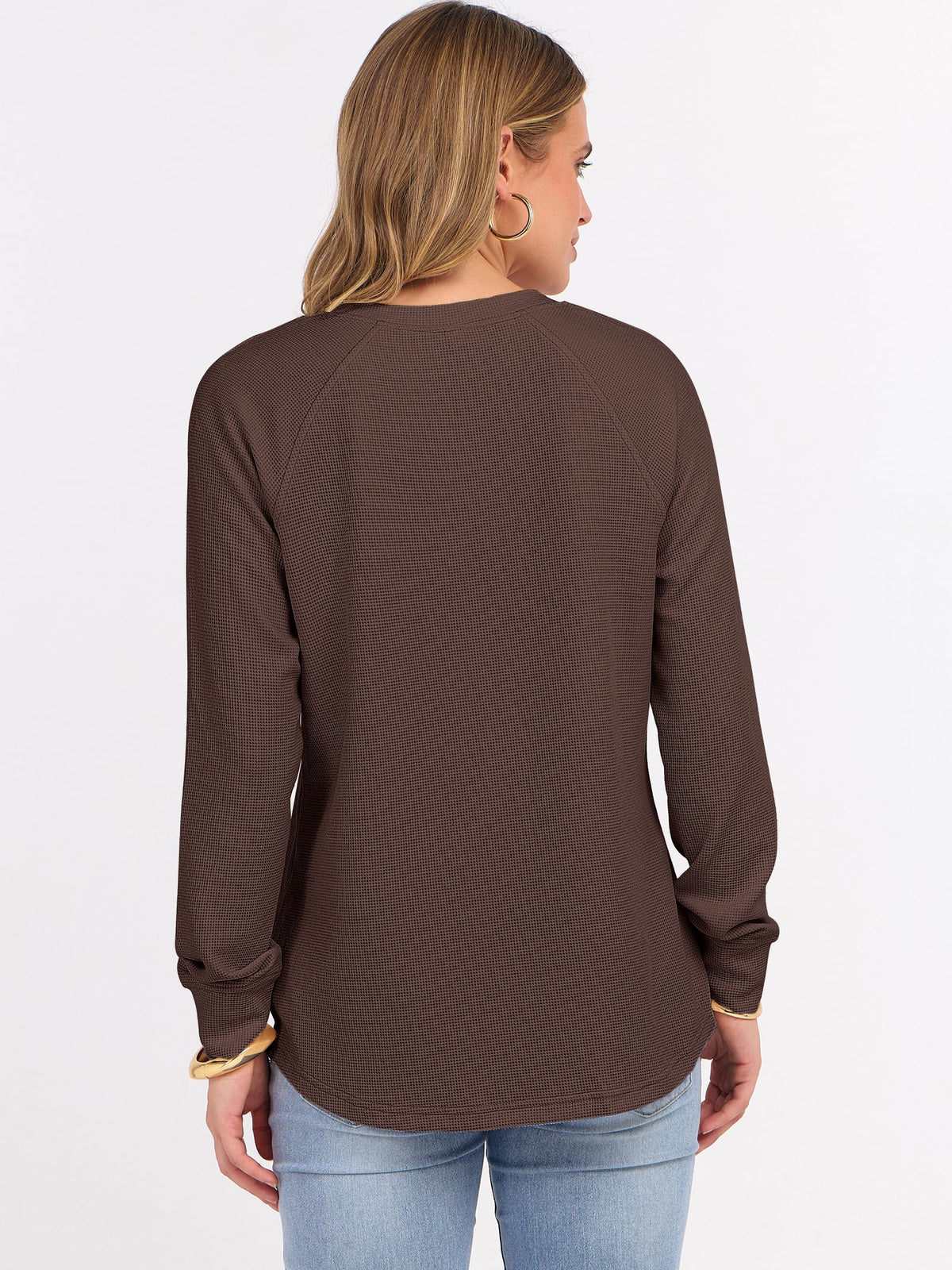 ANRABESS Women's Waffle Knit Henley Top Long Sleeve Shirts Jansha Store