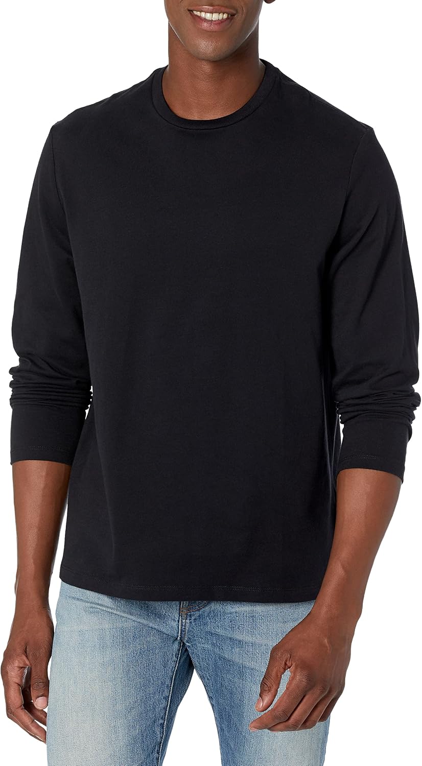 Amazon Essentials Men's Regular-Fit Crewneck Long-Sleeve T-Shirt, Casual Cotton Jersey Jansha Store