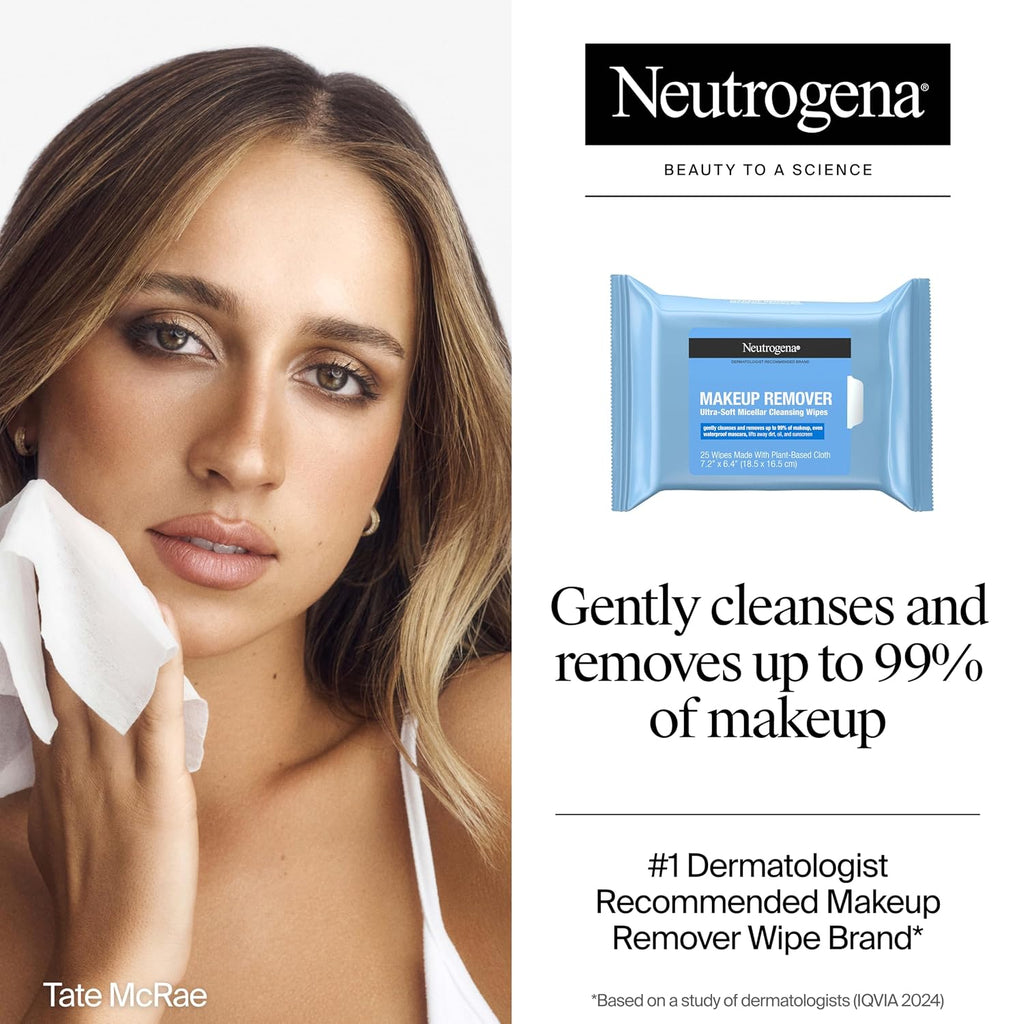 Neutrogena Makeup Remover Micellar Wipes, 2 Pack of 25 Ct Jansha Store