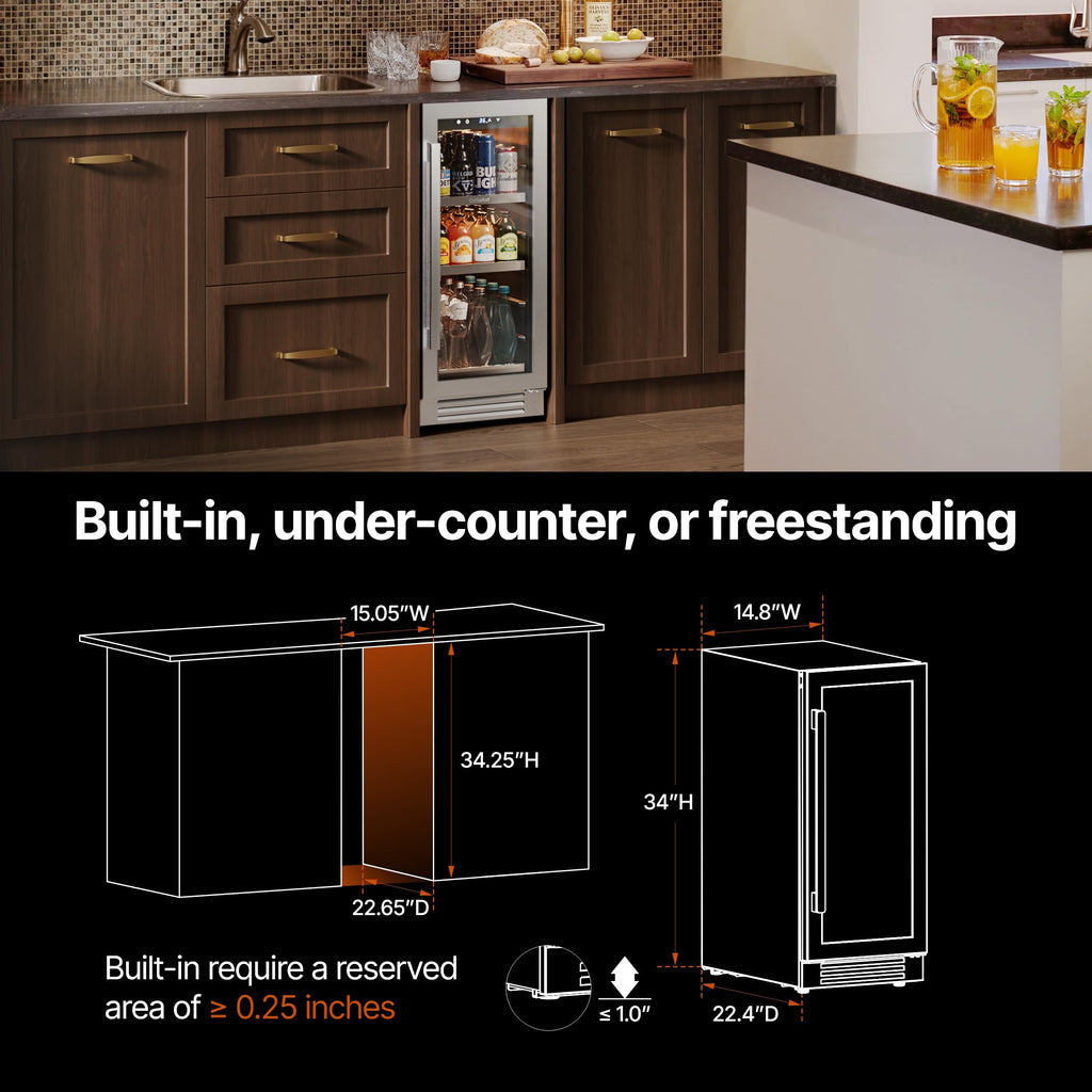 Ca'Lefort 24'' Beverage Refrigerator, 180 Can Beverage Fridge Under Counter Jansha Store