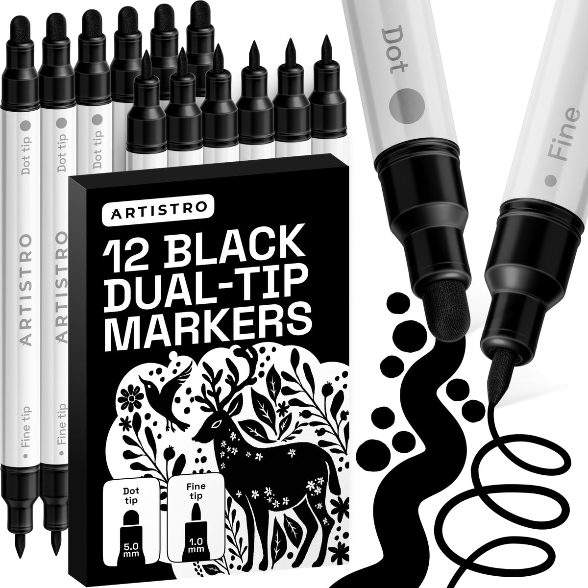 ARTISTRO 36 Multicolor Dual-Tip Acrylic Paint Marker Pens Jansha Store