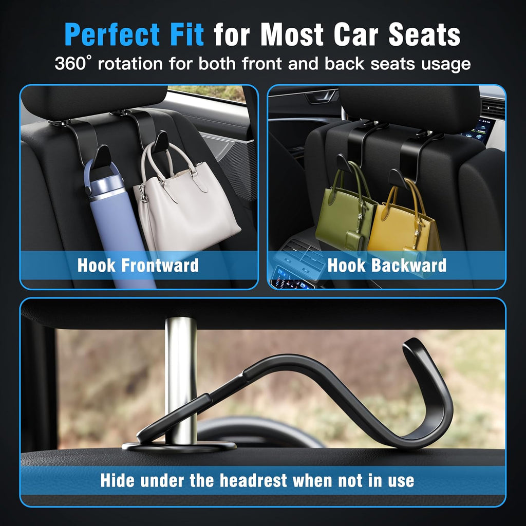 4-Pack Car Headrest Hooks Holds 55lbs Seat Storage Organizer for Bags Jansha Store