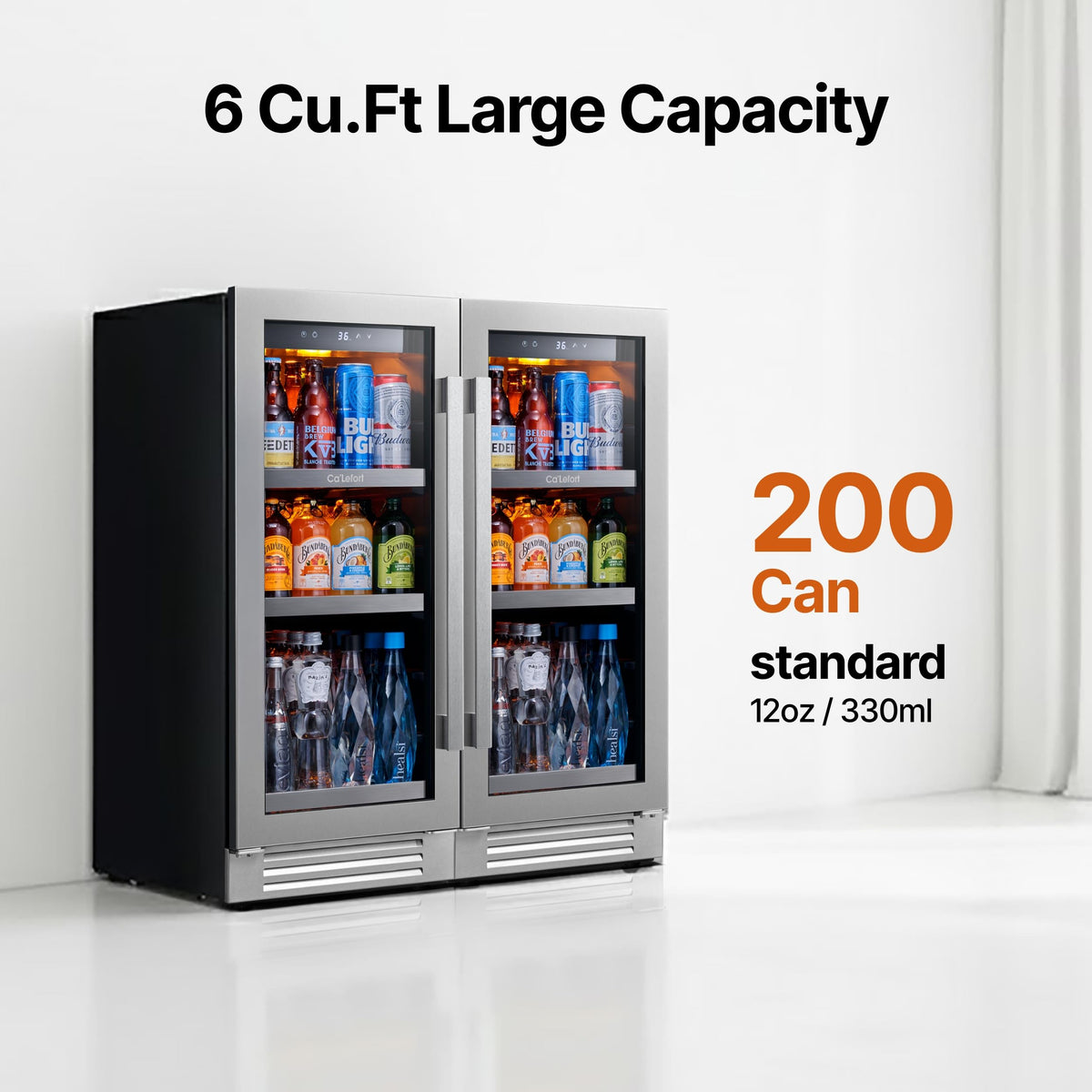 Ca'Lefort 24'' Beverage Refrigerator, 180 Can Beverage Fridge Under Counter Jansha Store