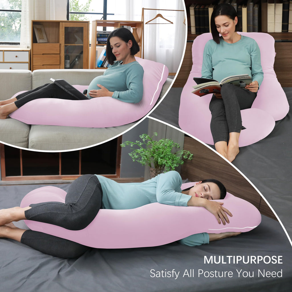 MOON PARK Pregnancy Pillows for Sleeping - U Shaped Full Body Maternity Pillow with Removable Cover - Support for Back, Legs, Belly, HIPS - 65 Inch - Purple Jansha Store