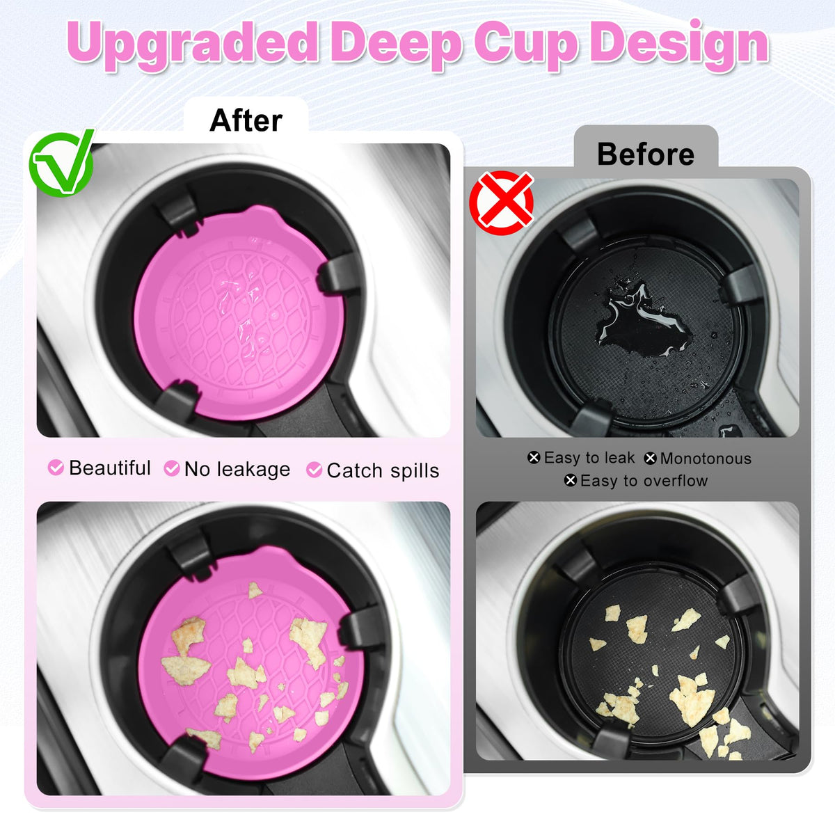 SINGARO Car Cup Holder Coaster, Silicone Cup Holder Insert, Universal Non-Slip Cup Holders, Car Accessories Interior for Women and Man Interior Sets 4 Pack Black Jansha Store