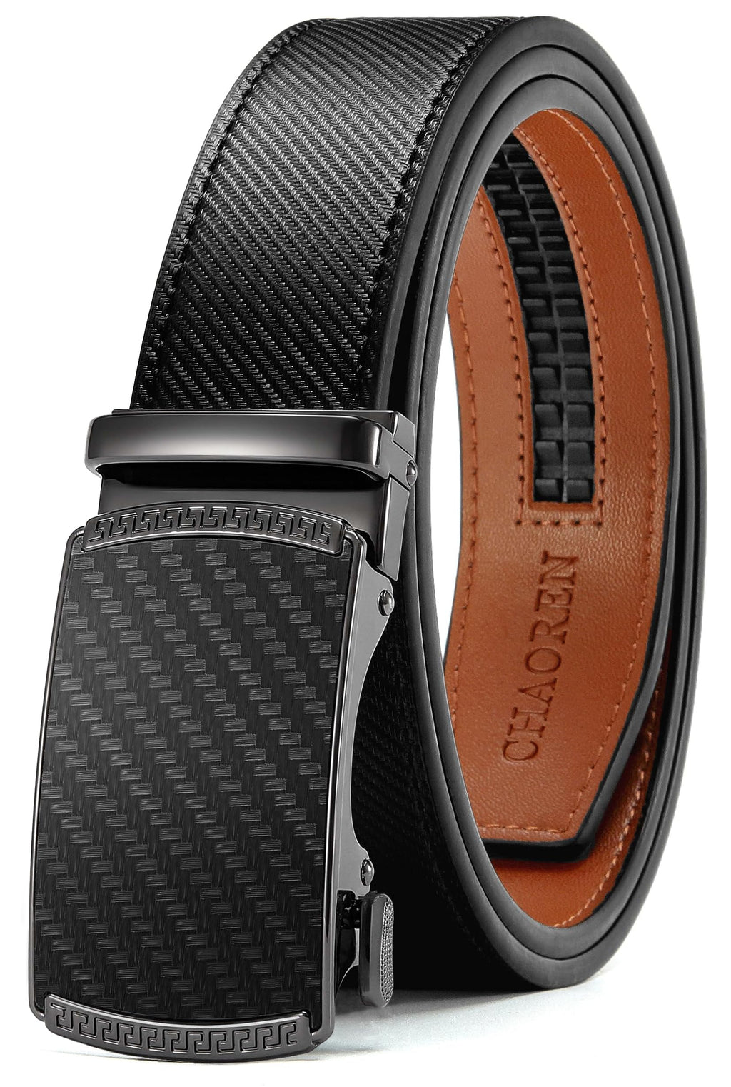 CHAOREN Men's Leather Ratchet Belt - Customizable Fit (35mm) Jansha Store
