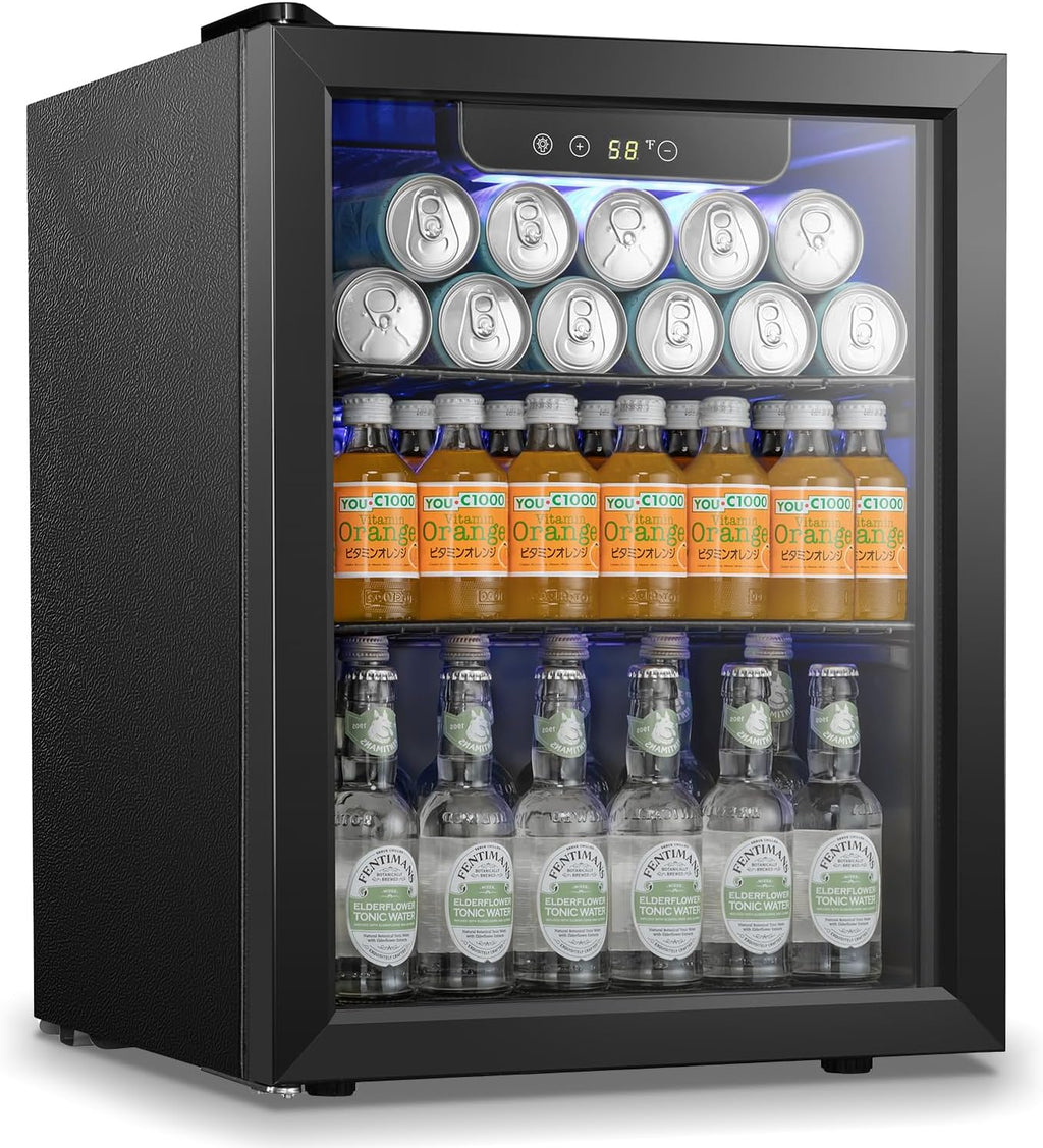 Antarctic Star Beverage Refrigerator Cooler 68 Can, Mini Fridge with Glass Door for Beer Drinks Wine,Freestanding Small Fridge with Electronic Temperature Control for Home and Bar,1.7 cu.ft Jansha Store