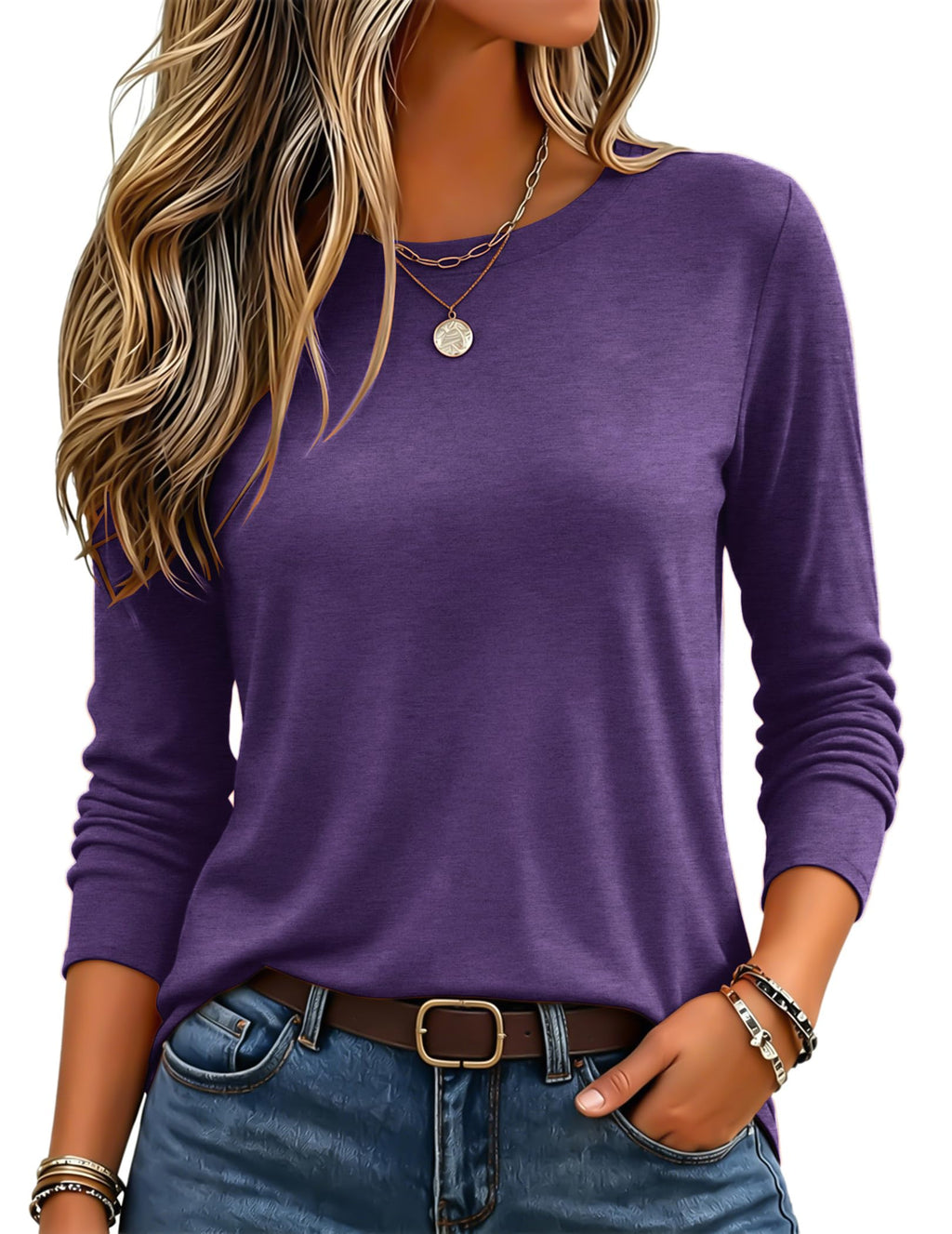 Zeagoo Women's Casual Shirts Long Sleeve Tops Crewneck Tshirts Fall Clothes Jansha Store