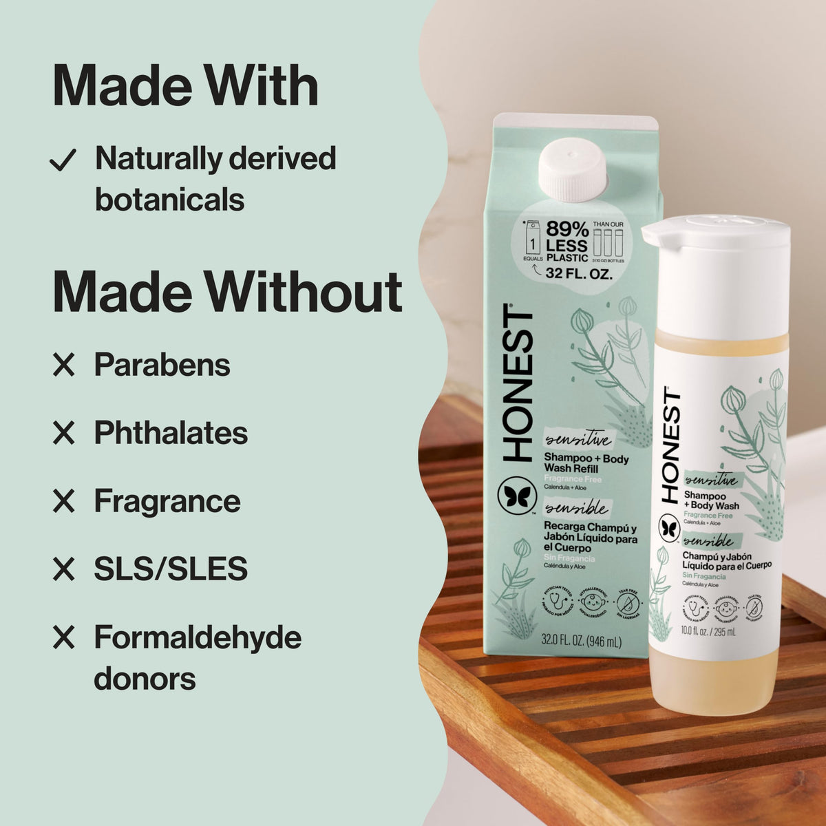 The Honest Company Shampoo & Body Wash, Tear-Free, Fragrance-Free, 10 fl oz Jansha Store