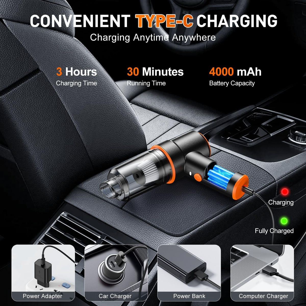 KMM Handheld Car Vacuum Cleaner, Hand Held Vacuum & Air Duster Jansha Store