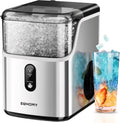 EUHOMY Nugget Ice Maker Countertop, Ready in 7 Mins, 34Lbs/24H Pebble Ice Maker Machine, Self-Cleaning Countertop Sonic Ice Makers with Ice Scoop&Basket, Pellet Ice Maker for Home, Stainless Steel Jansha Store