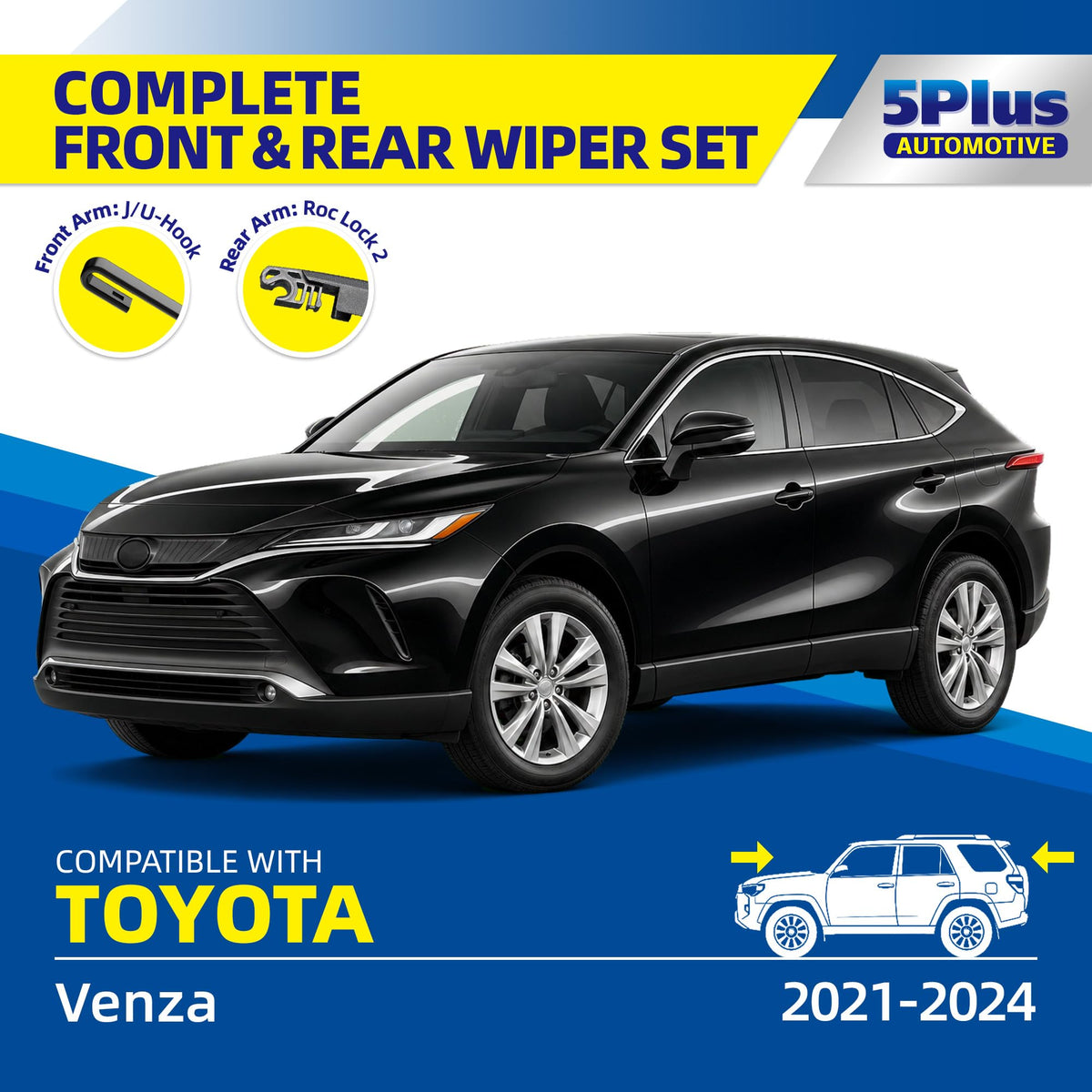 5 PLUS 20" Wiper Blades 2 Pack for J/U HOOK Front Arms,Premium All-Seasons Jansha Store