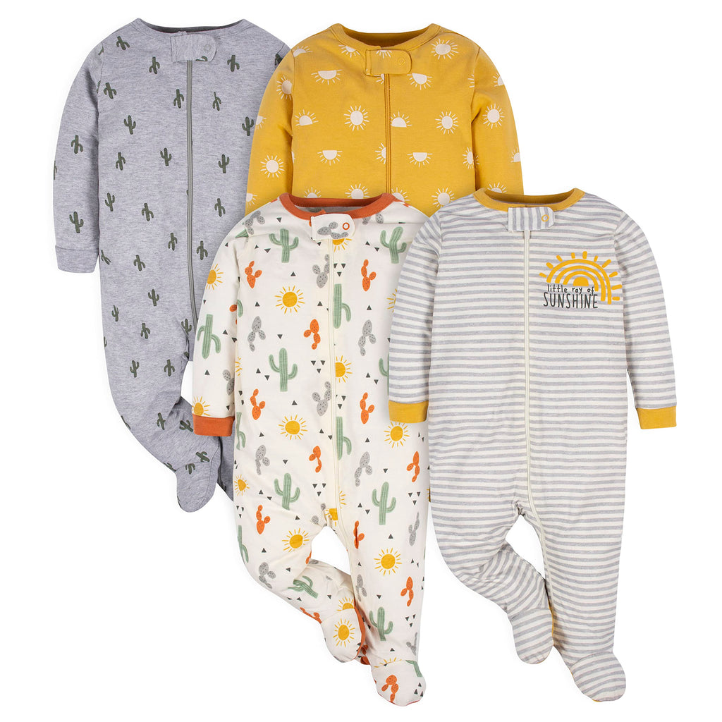 Gerber Baby Girls 4-Pack Sleep 'N Play Footie Jansha Store