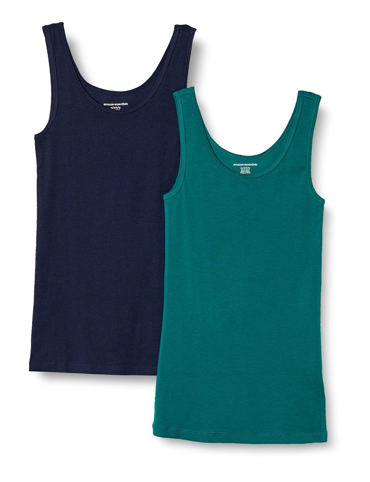 Amazon Essentials Women's Slim-Fit Ribbed Scoop Neck Tank Tops, Pack of 2 Jansha Store