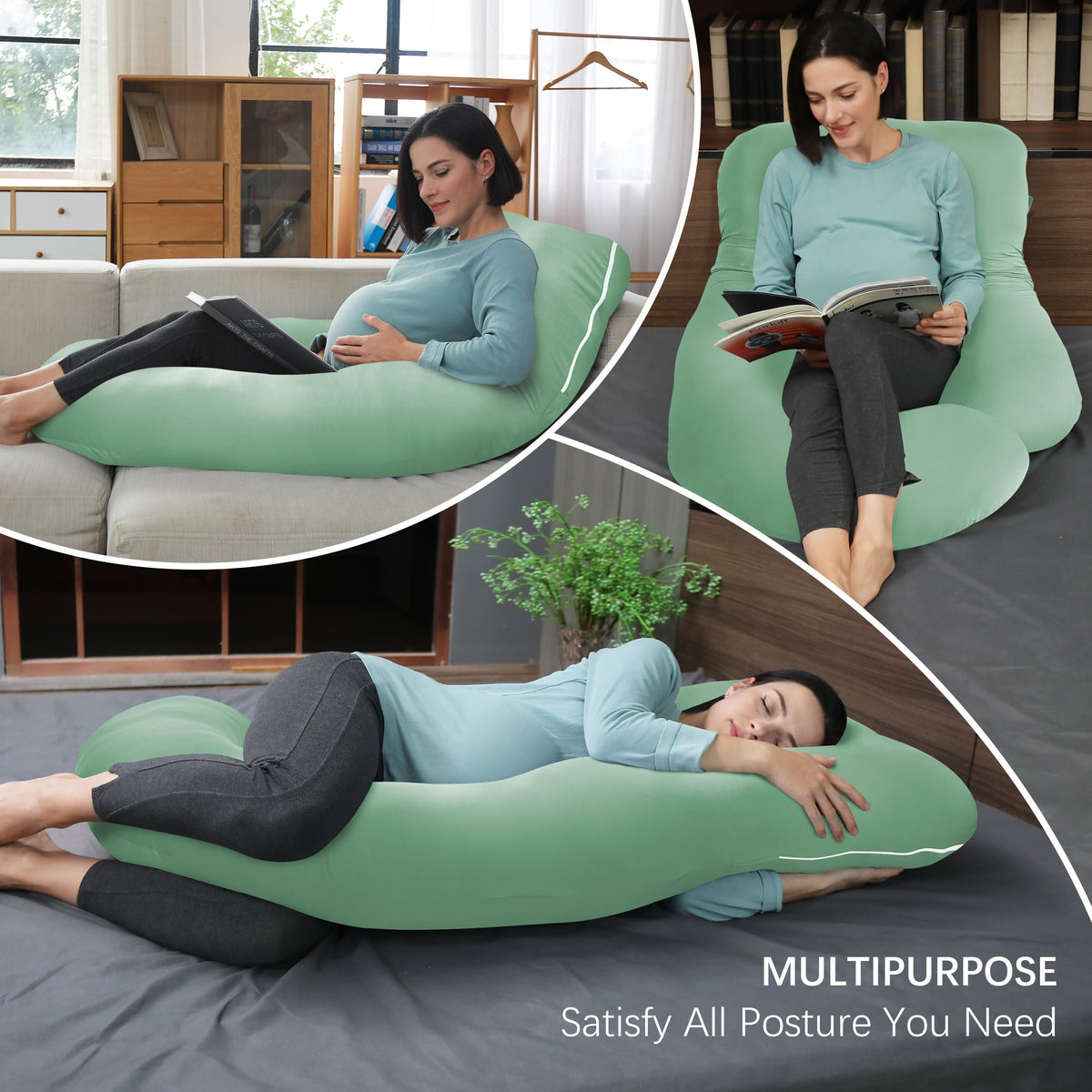 MOON PARK Pregnancy Pillows for Sleeping - U Shaped Full Body Maternity Pillow with Removable Cover - Support for Back, Legs, Belly, HIPS - 65 Inch - Purple Jansha Store