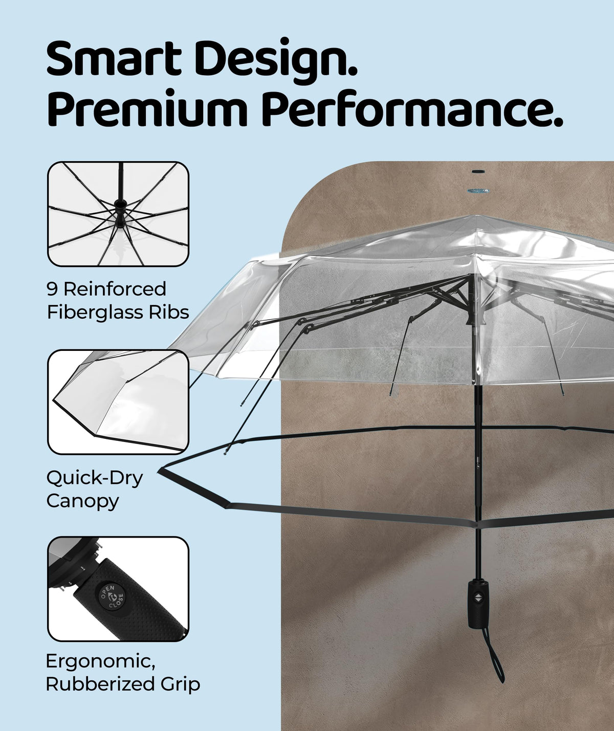 Windproof Travel Umbrella - Compact & Withstands Winds up to 100MPH, Strongest Premium Auto Folding Umbrella for Rain and Sun - Durable, Light & Portable for Women & Men, Fits Backpack & Cars Jansha Store