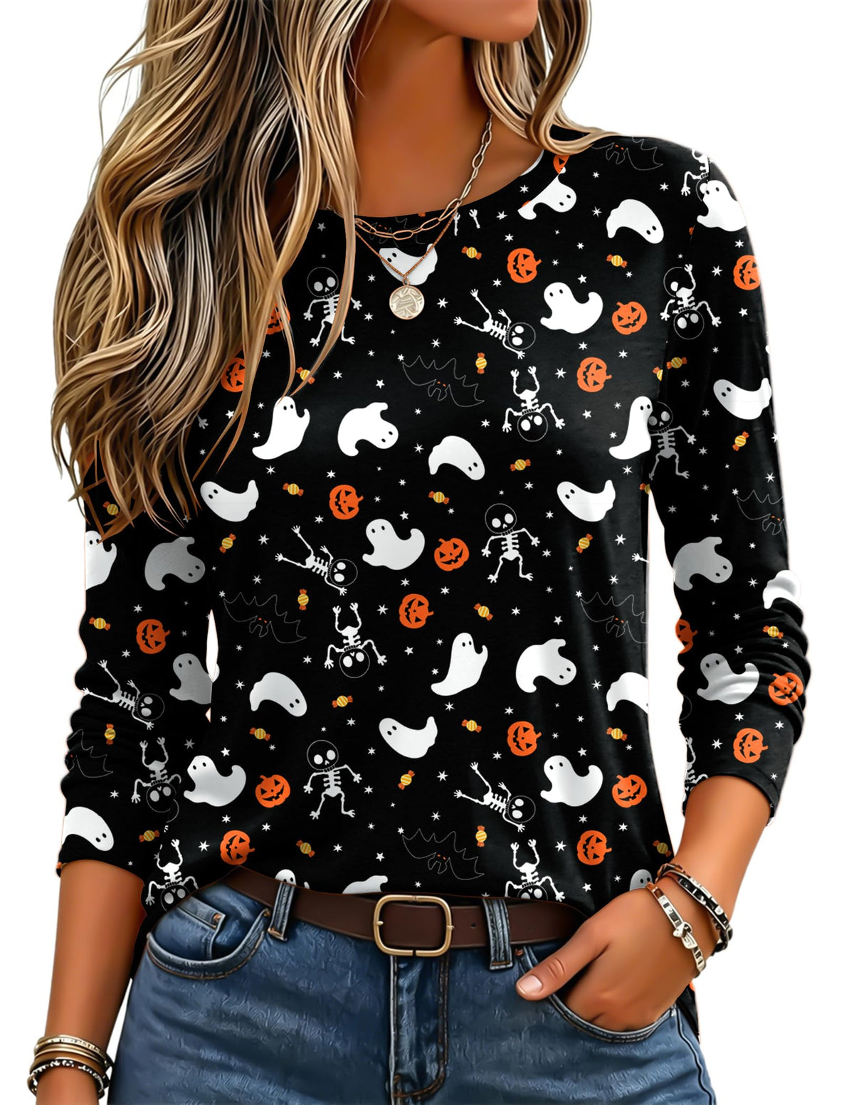 Zeagoo Women's Casual Shirts Long Sleeve Tops Crewneck Tshirts Fall Clothes Jansha Store