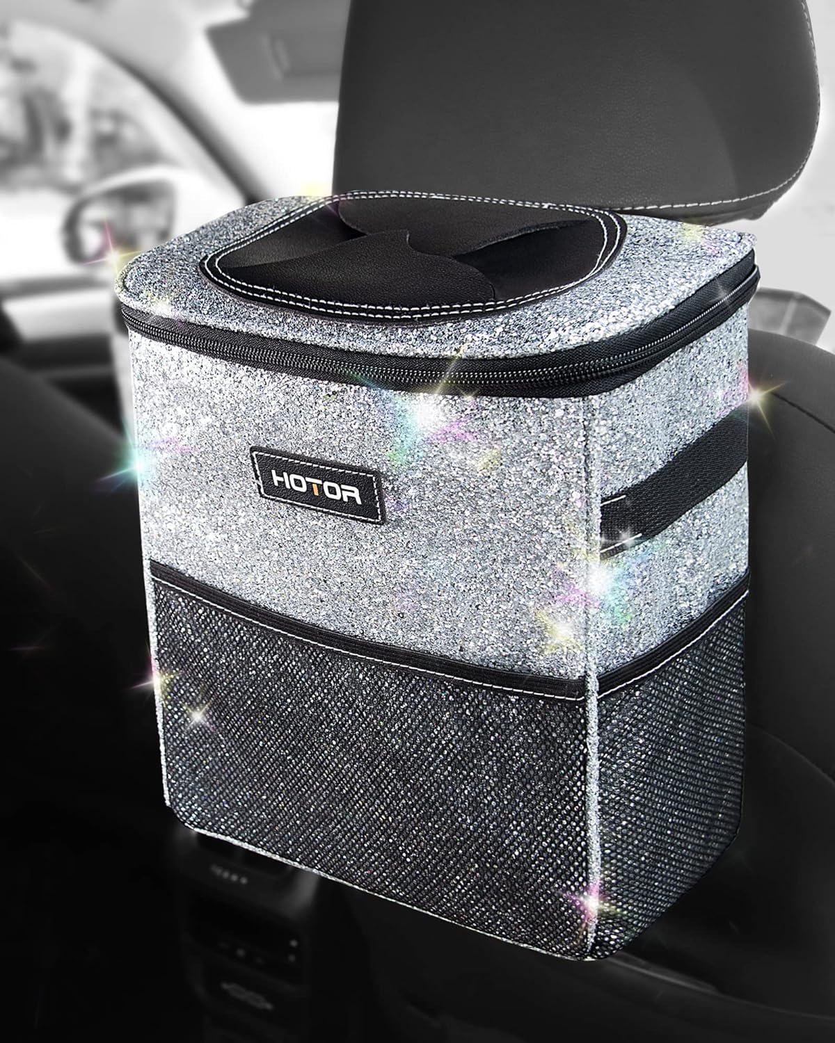 HOTOR Car Trash Can, Leakproof Car Organizer, 2-Gallon, Black Jansha Store
