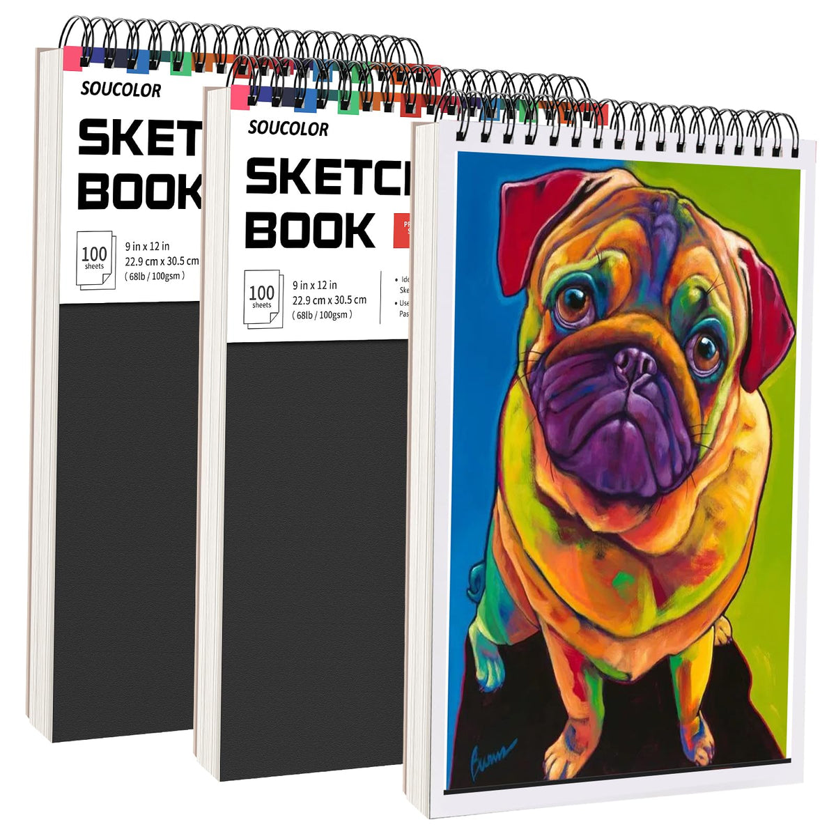 Soucolor Sketch Book 9" x 12", 100 Sheets Kids Art Sketchbook Drawing Pad Jansha Store