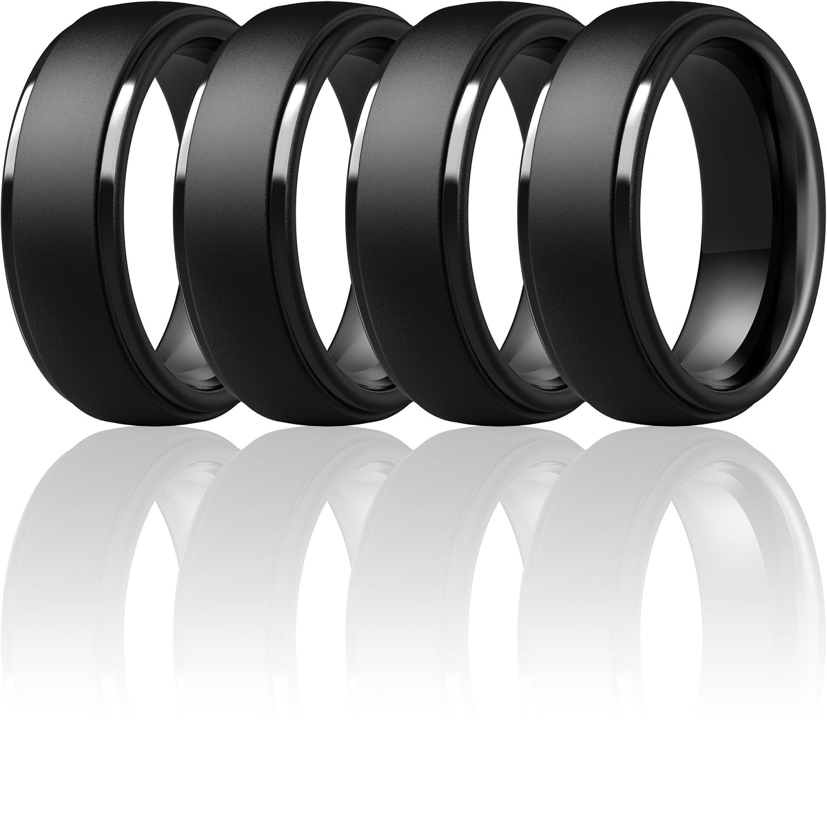 ThunderFit Silicone Rings for Men, Step Edge Rubber Wedding Bands 10mm Wide Jansha Store
