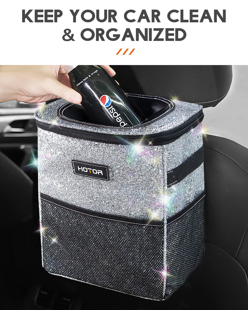 HOTOR Car Trash Can, Leakproof Car Organizer, 2-Gallon, Black Jansha Store