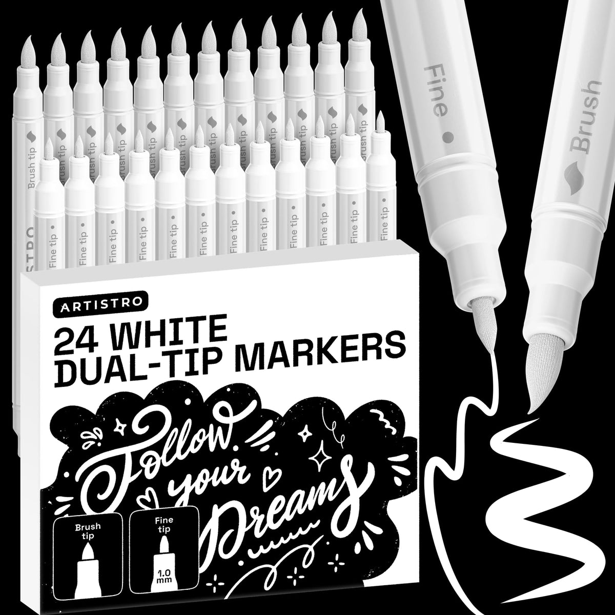 ARTISTRO 36 Multicolor Dual-Tip Acrylic Paint Marker Pens for Drawing Jansha Store