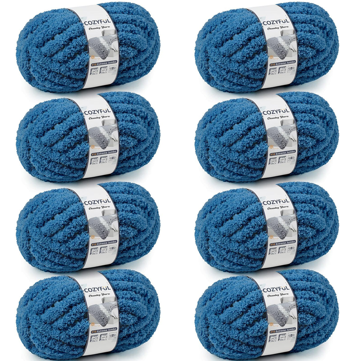 Cozyful Chunky Yarn for Hand Knitting - #10 Chunky Chenille Yarn, Jumbo Big Thick Chunky Yarns for Crocheting, Super Bulky Chunky Knit Blanket Yarns, 8 Skein (22 yds 8 oz Each Skein), Soft Sage Green Jansha Store