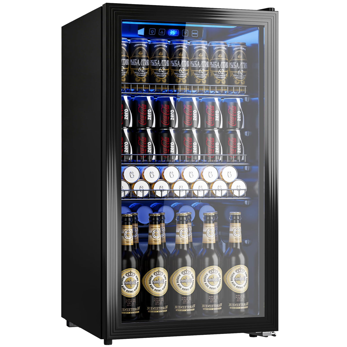 18L Beverage Refrigerator Cooler, 24-Can Mini Fridge with Glass Door Jansha Store