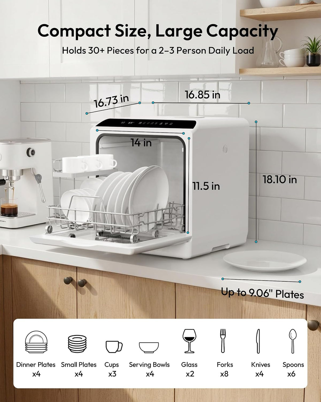 EUHOMY Countertop Dishwasher Portable, 6 Programs with 40 dB, No Hookup Jansha Store