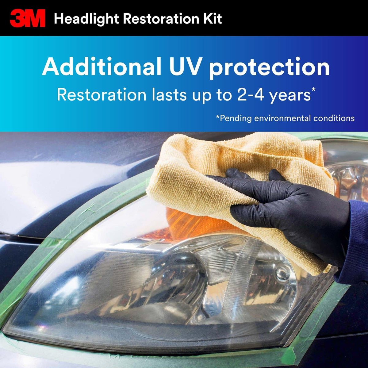 3M Ultra Headlight Restoration Kit, Contains Masking Tape, Light Sanding Discs, Wax Protectant and More, Use on Plastic Lenses Headlights, Taillights and More, Easy Heavy-Duty Restoration (39195) Jansha Store