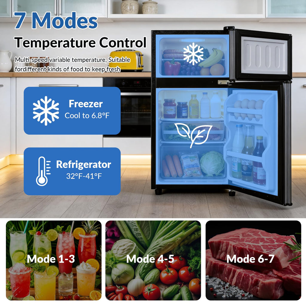 Cucina Magica Mini Fridge with Freezer, 3.8 Cu.Ft Small Fridge, Dorm Fridge Jansha Store