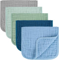 MIGIOL Baby Burp Cloths 100% Cotton Newborn Muslin Burp Cloths 10x20 inches Baby Essentials Blue & Green 5-Pack Jansha Store