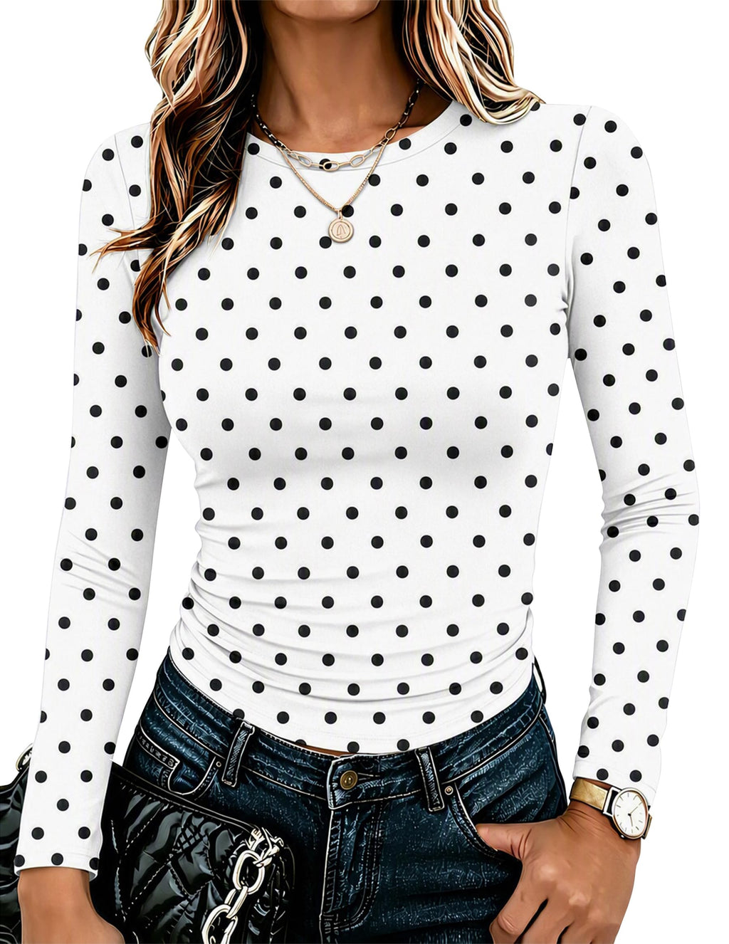 Zeagoo Women Long Sleeve Shirts Slim Fit Going Out Tops Crewneck Basic Tee Jansha Store