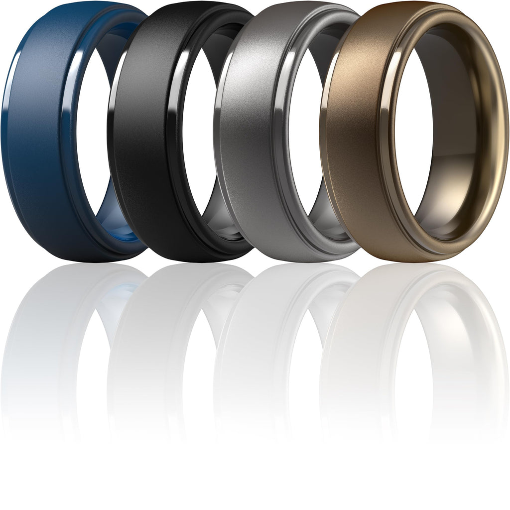 ThunderFit Silicone Rings for Men, Step Edge Rubber Wedding Bands 10mm Wide Jansha Store
