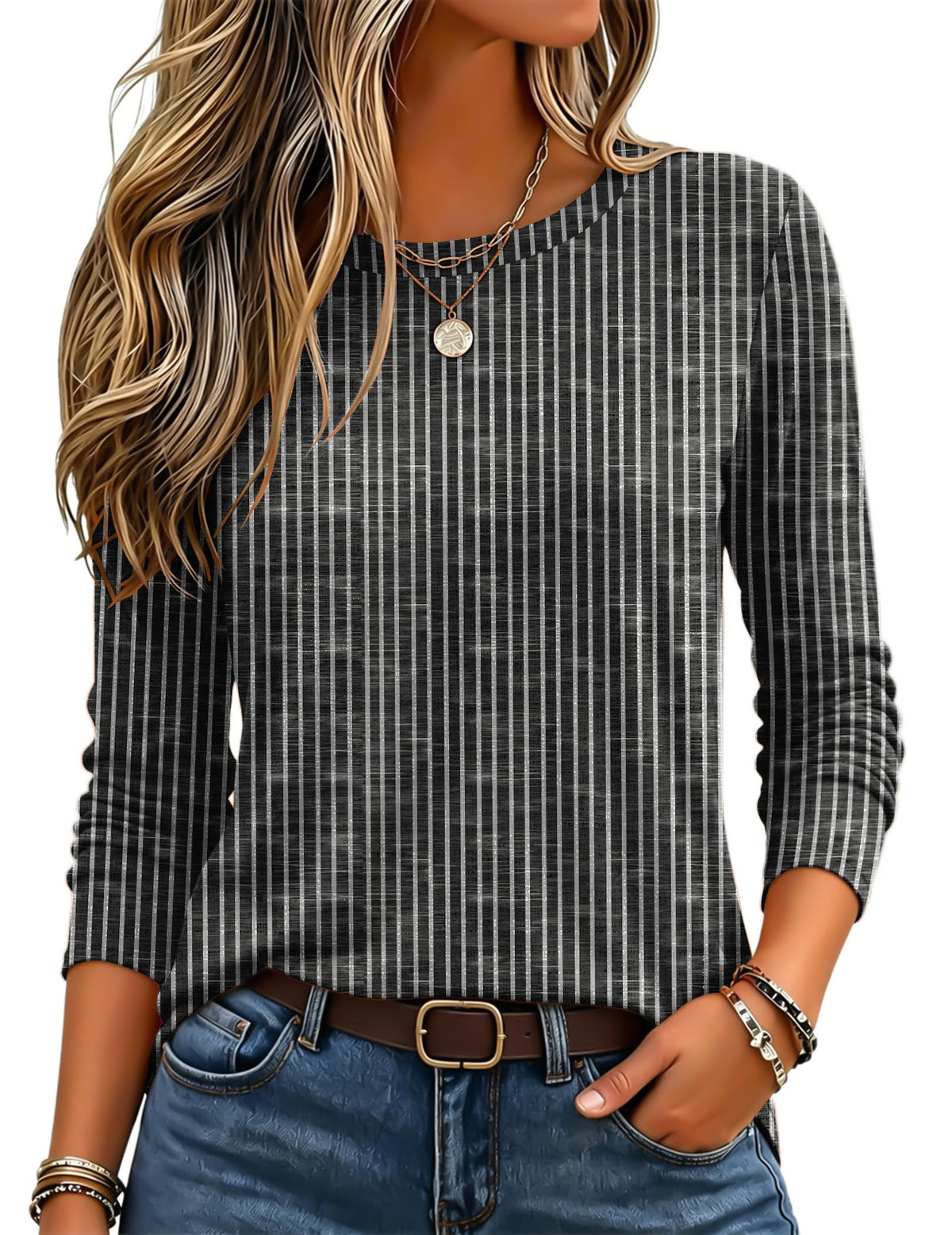 Zeagoo Women's Casual Shirts Long Sleeve Tops Crewneck Tshirts Fall Clothes Jansha Store