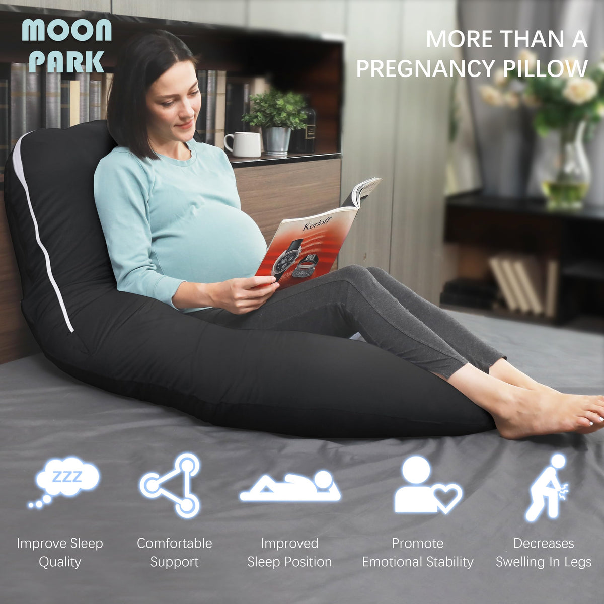 MOON PARK Pregnancy Pillows for Sleeping - U Shaped Full Body Maternity Pillow with Removable Cover - Support for Back, Legs, Belly, HIPS - 65 Inch - Purple Jansha Store
